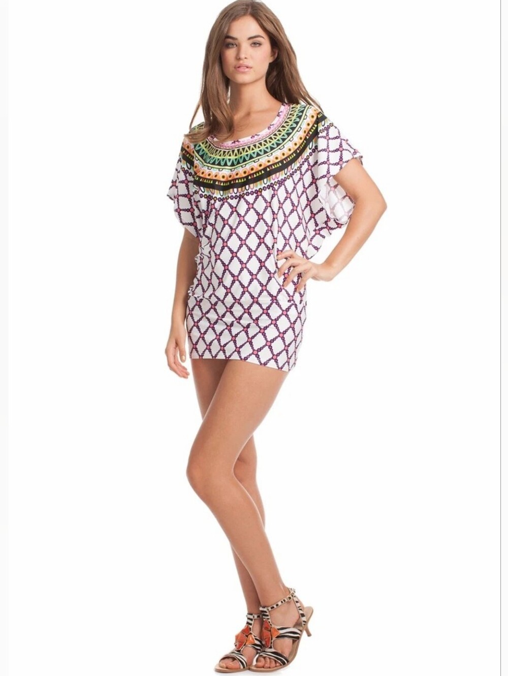 Trina Turk Kon Tiki Multicolor Swim Cover-Up Tunic - Size L - NWOT